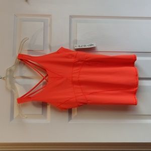 Lucky in Love Women's Orange Criss-Cross Strap Cami Tank Top Sz M NWT